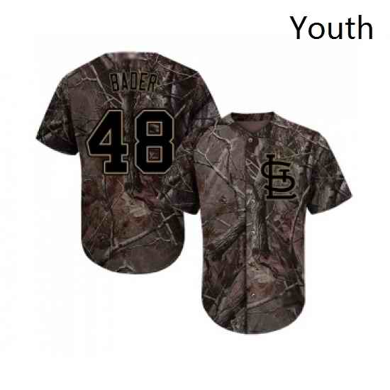 Youth St Louis Cardinals 48 Harrison Bader Authentic Camo Realtree Collection Flex Base Baseball Jersey